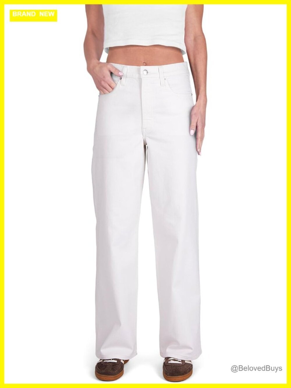 High Rise Loose Straight Wide Leg Jeans with Stretch